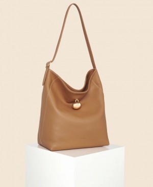 Brown Women's Cafuné Drop Hobo Tote Bags | UKQ1089IY