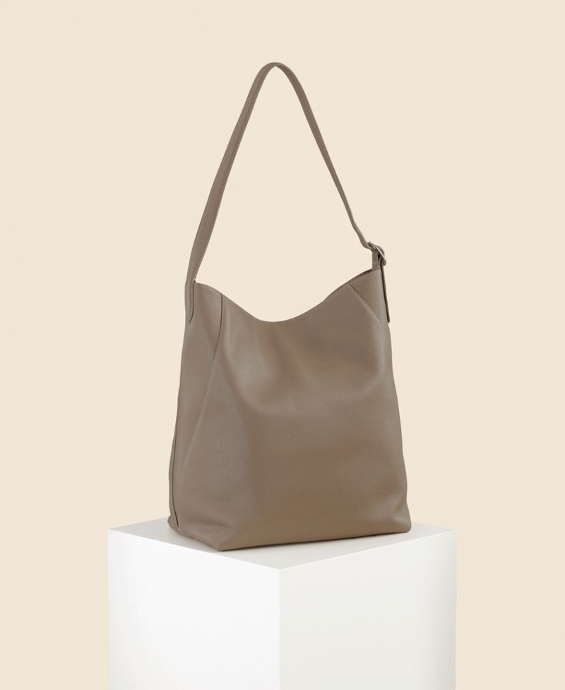 Grey Brown Women's Cafuné Drop Hobo Tote Bags | ADI8646SP